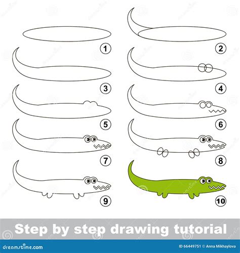 Drawing Tutorial How To Draw An Alligator Illustration 66449751 Megapixl