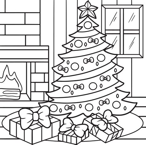 Christmas Tree Coloring Page For Kids 8944272 Vector Art At Vecteezy