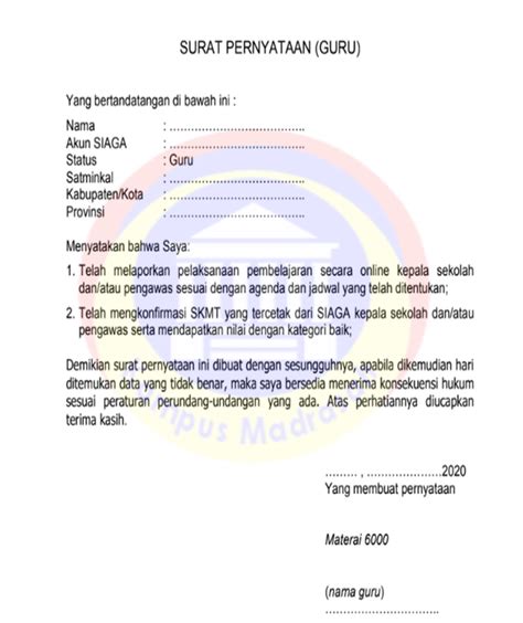 Bank negara indonesia (bni) up. Surat Pernyataan Sertifikasi Guru - Dunia Sosial