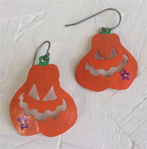 Halloween Earrings Pumpkin Earrings Gourd Earrings Hand Painted