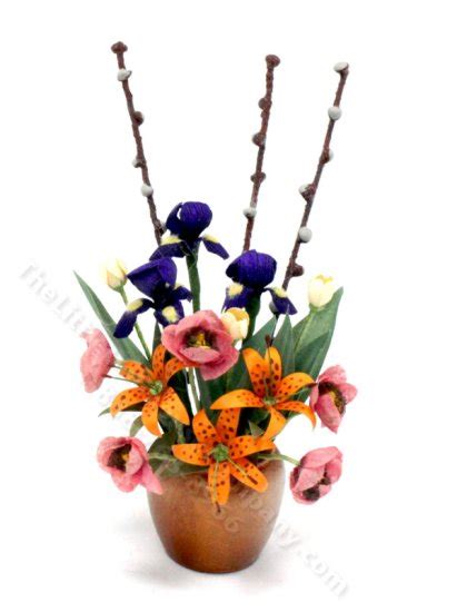 Miniature Flower Arrangment In A Copper Vase By Barb Plevan Mjd 729