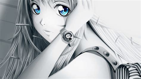 Fondos De Pantalla Anime Fondo Blanco Ojos Azules Reloj De Pulsera