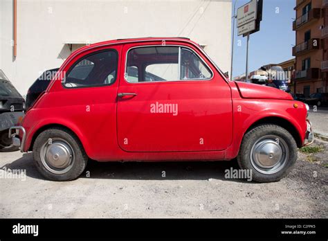 Red Fiat 500 On The Streets Of Palermo Sicily Stock Photo Alamy