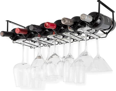 Wallniture Piccola Under Cabinet Wine Rack And Wine Glass Holder Bottle Organizer
