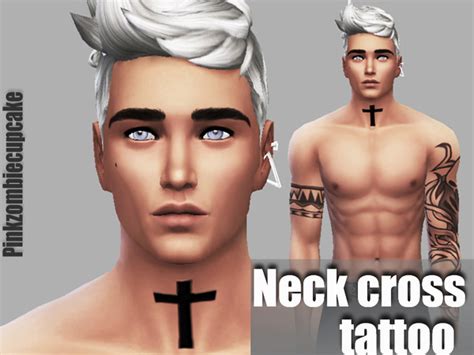 The Sims Resource Neck Cross Male Tattoo