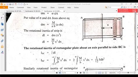 Moment Of Inertia Of Solid Rectangular Plate Youtube