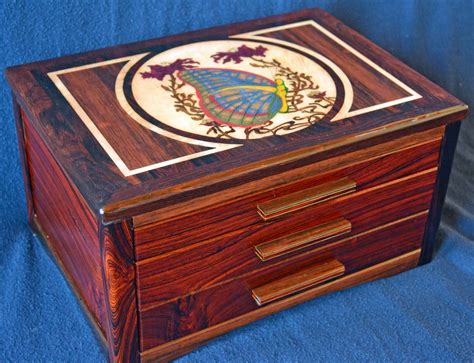 Antique Art Deco Inlaid Wooden Jewelry Box Marquetry Jewellery Box