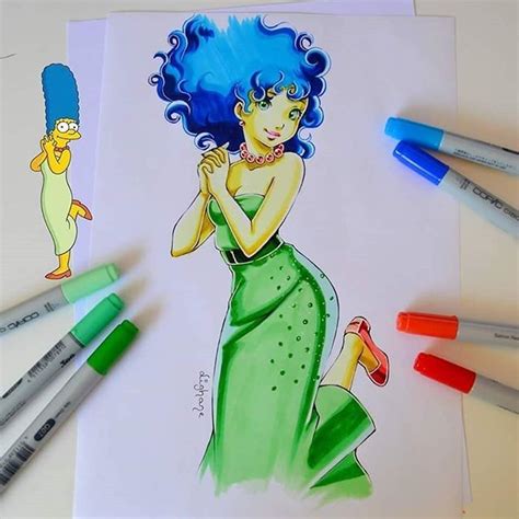 Among Geeks Fan Art And Cosplay On Instagram “marge Simpson 💙💚 Art Piece By Lighanesartblog
