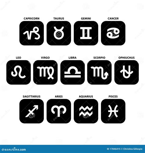 13 Signs Of The Zodiac Set New Ophiuchus Included Royalty Free Stock