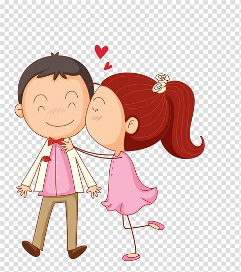 Girl Kissing Boy On Cheek Kiss Cartoon Cartoon Couple Transparent