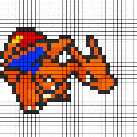 Charizard Pokemon Sprite Kandi Pattern Pokemon Perler Beads Perler