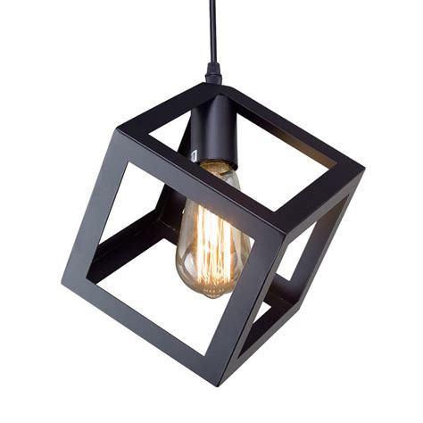 The adjustable cord allows you to create different levels of light by choosing how low or high you hang your pendant light to find the length that works best. LNC 1-Light Black Square Ceiling Hanging Pendant-A01974 ...