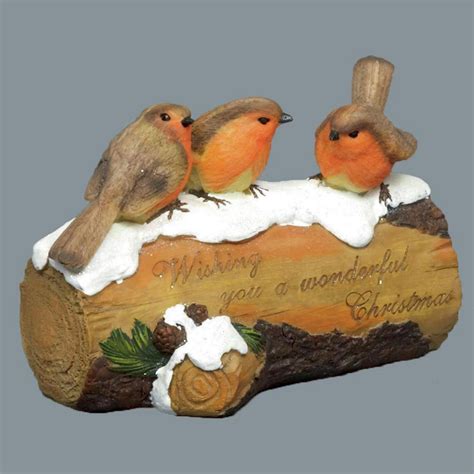 Premier Decorations 20cm 3 Robins On A Log Ornament Reviews