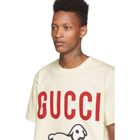 Gucci Off White Printed T Shirt Gucci
