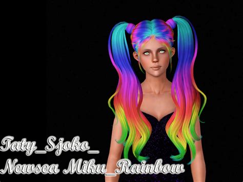 Newsea S Miku Rainbow Hairstyle Retextured By Taty Sims