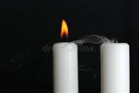 Burning And Blown Out Candle With Smoke Stock Image Image Of Copy