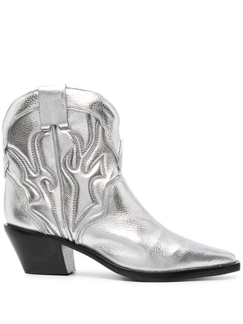 Reformation Silver Tone Otto Metallic Cowboy Boots Modesens