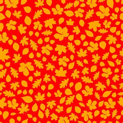 Premium Vector Seamless Pattern Of Brown Autumn Leaves On Red Background