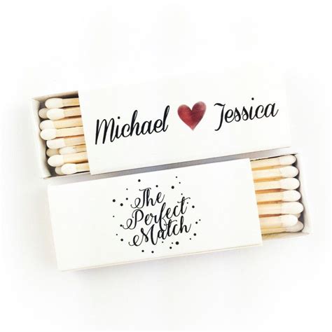 Set Of Personalized Perfect Match Matchboxes Custom Wedding Favor