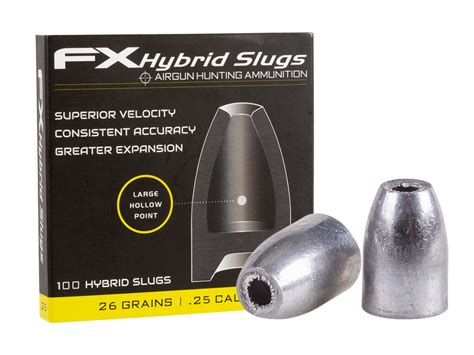 Fx Hybrid Slugs 25 Cal 26gr Hollowpoint 100ct Baker Airguns