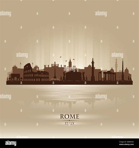 Rome Italy City Skyline Vector Silhouette Illustration Stock Vector