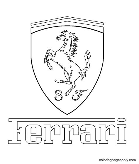 Printable Car Ferrari Logo Coloring Page Images