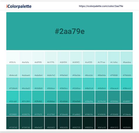 Pantone 16 5422 Tpx Bright Aqua Color Hex Color Code 2aa79e