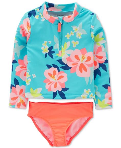 Carters Baby Girls 2 Pc Floral Print Rash Guard Set And Reviews