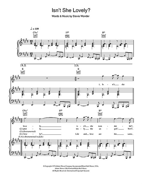 Isnt She Lovely Sheet Music By Stevie Wonder Piano Vocal And Guitar