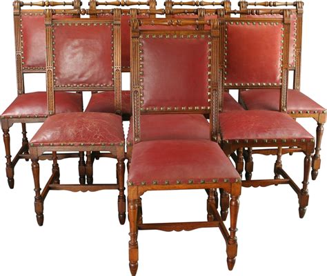 Whether mismatched or uniform, your dining room chairs set the tone for your entire dining space. ANTIQUE SET 8 FRENCH HENRY II WALNUT RED LEATHER ...