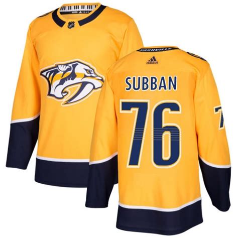 Nashville Predators Official Gold Adidas Authentic Adult Nhl Hockey Jersey