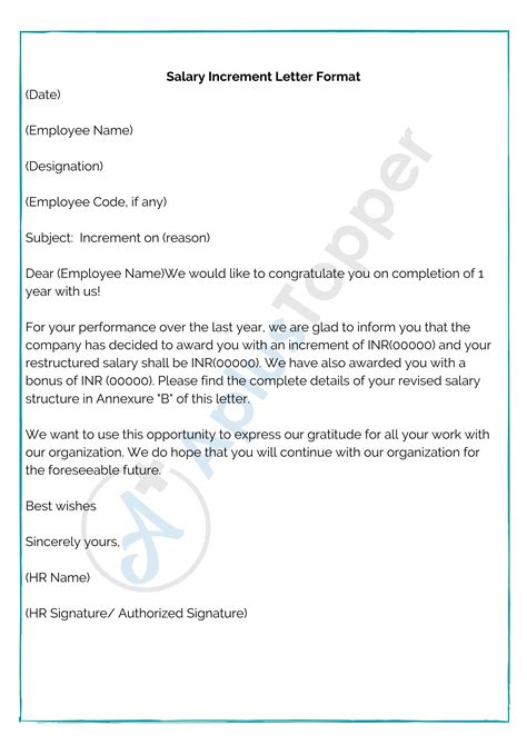 Salary Increment Letter To Employee From The Employer