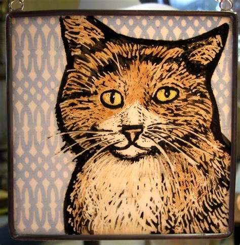 Brindle Tortie Cat Stained Glass Suncatcher 6 Etsy