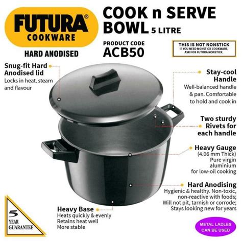 Hawkins Futura Black Hard Anodized Cook N Serve Bowl 5 L Acb50 Jiomart