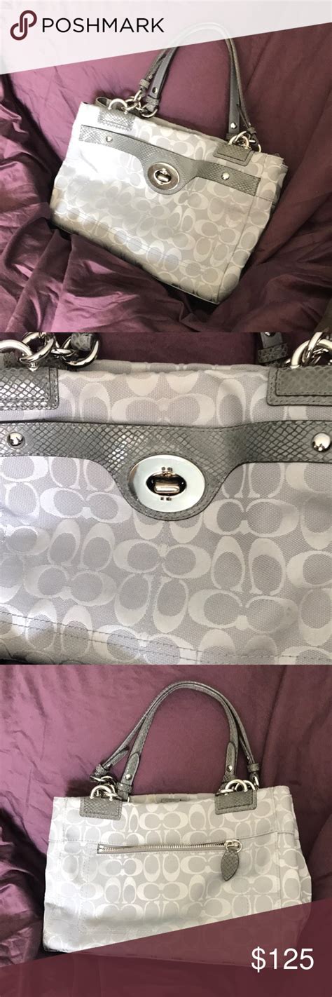 Coach Silver Purse • Very Beautiful Gray And Silver Coach Purse In Excellent Condition Has A