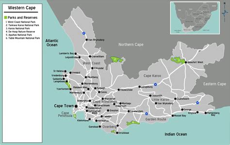 Road Map Of Western Cape South Africa Map Of Africa