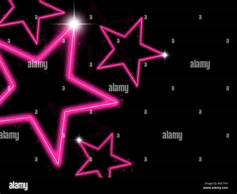 Glowing Pink Neon Stars On Black Background Stock Photo Alamy