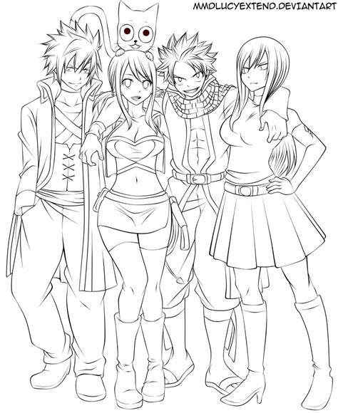 Team Natsu Fairy Tail Coloring Page Sketch Coloring Page