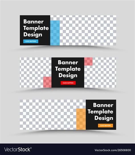 Black Horizontal Web Banner Template With Place Vector Image