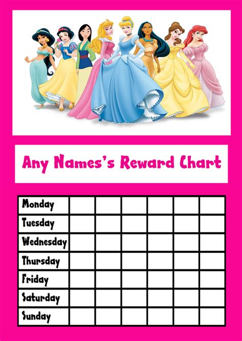 Disney Princess Star Sticker Reward Chart The Card Zoo