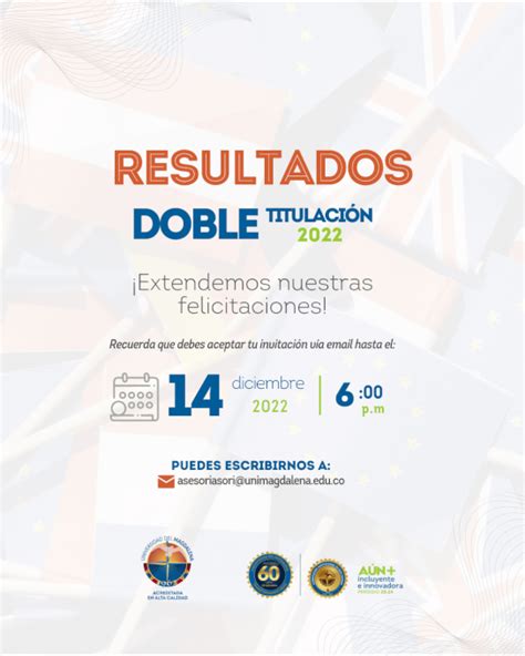 Resultados Convocatoria Doble Titulación 2022 Universidad Del Magdalena