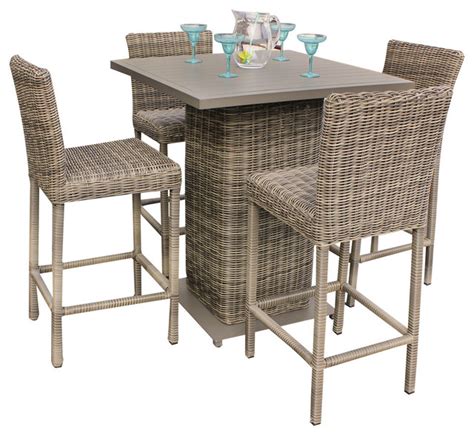 Royal Pub Table Set With Barstools 5 Piece Outdoor Wicker Patio