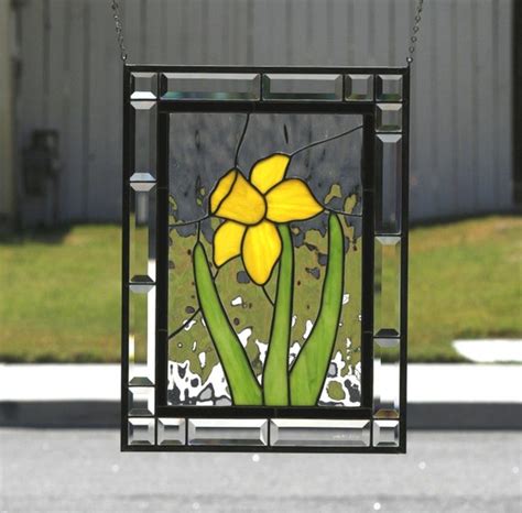 Spring Daffodil Large Contemporary Stained Glass Window Etsy
