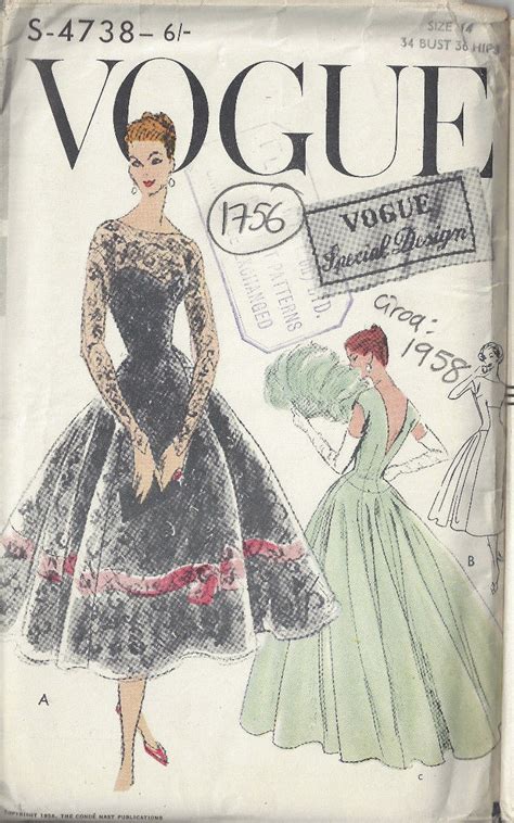 1958 Vintage Vogue Sewing Pattern B34 Dress 1756 The Vintage