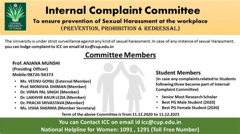 Internal Complaint Committee Central University Of Punjab