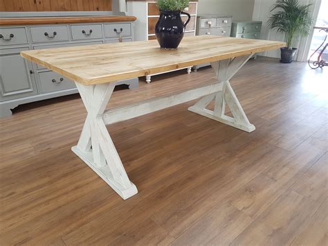 Distressed Trestle Table Made From Reclaimed Wood Any Colour Or