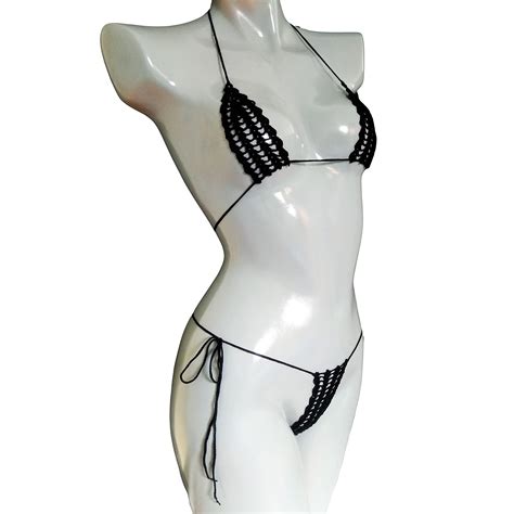 Buy Trangscrochet Crochet Extreme Micro G String Bikini Black See Through Bikini For Women