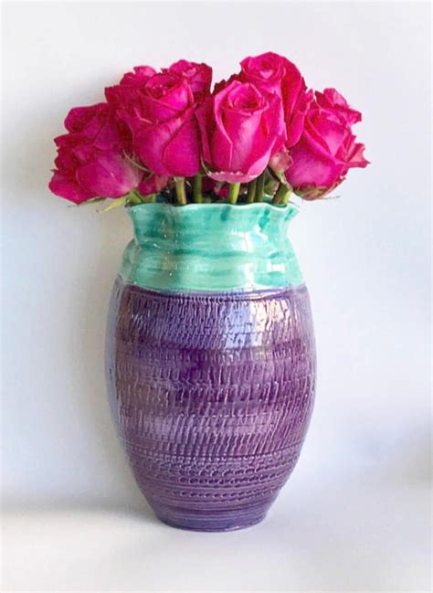 Large Pottery Vase Handmade Large Vase Purple Ceramic Vase Tulip