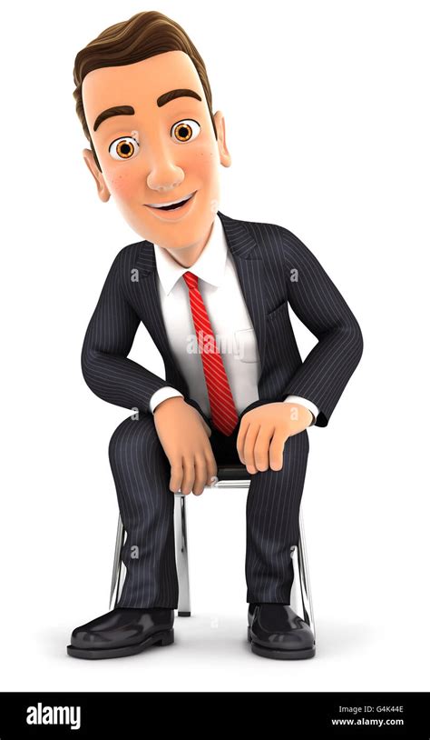 3d Businessman Sitting On A Chair Illustration With Isolated White