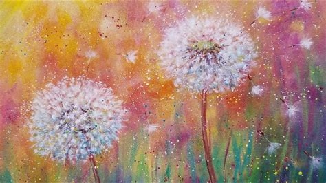 Dandelion Wildflowers Live Beginner Acrylic Painting Tutorial Youtube